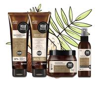 P-Beauty Lot de 4 produits cosmétiques naturels pour le corps à l'huile de coco bio - Gel douche, beurre corporel, lait corporel et huile pour le corps - Pour peaux sèches - Végétalien, hydratant