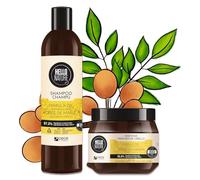 P-Beauty Naturkosmetik Kit de soin capillaire à l'huile de marula Shampoing & masque capillaire - Bio & végétalien - Shampooing pour réparation intense, hydratation et brillance - Cure capillaire pour