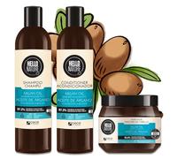 P-Beauty Naturkosmetik Kit de soins capillaires à l'huile d'argan Shampoing, après-shampoing et masque capillaire - Vegan, sans silicone - Soin des cheveux pour hydrater, réparer et brillance luxueuse