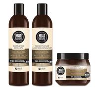 P-Beauty Naturkosmetik Shampooing + après-shampoing + masque capillaire à l'huile de coco - Hydrate et répare - Shampooing pour cheveux secs et abîmés - Soin des cheveux sans silicone, parabènes
