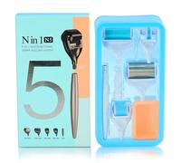 P-Beauty Rouleau dermatologique 5 en 1 avec aiguilles en titane 1 mm - Rouleau professionnel à micro-aiguilles pour visage, corps et cheveux - Pour rides, cicatrices, cellulite, croissance des cheveux