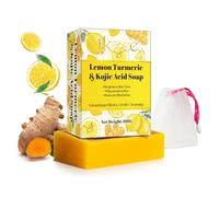 P-Beauty Savon pour le visage au curcuma avec acide kojique et extrait de citron - Soin naturel de la peau contre l'acné et les rougeurs - Nettoyage du visage en profondeur - Savon éclaircissant la