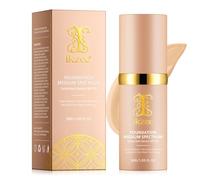 P-Beauty Sérum solaire SPF 50 avec effet fond de teint - Crème solaire teintée pour le visage - Couvrance moyenne - Sérum de soin hydratant et anti-âge avec protection UVA UVB - Maquillage avec SPF