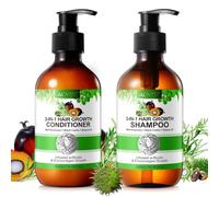 P-BEAUTY Set 3-en-1 Huile Capillaire Shampooing - Cheveux sains & brillants, densité & santé - Romarin, Ricin Noir & Huile de Batana - Après-shampooing & Shampooing