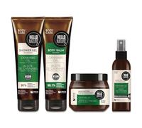P-Beauty Set de 4 produits cosmétiques naturels pour le corps, gel douche, beurre corporel, baume et huile pour le corps végétalien avec huile de graines de chanvre bio - Pour peaux sèches, hydratant
