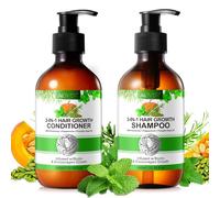 P-Beauty Shampooing et après-shampoing avec biotine, romarin, menthe, huile de pépins de citrouille, végétalien, favorise la croissance des cheveux, hydrate les cheveux, renforce les cheveux abîmés