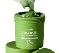 P.CALM Holy Basilic Masque à Bulles Profondes en Argile Coréenne : Basilic Sacré et Eau Gazeuse pour Nettoyer les Pores des Points Noirs, Masque de Traitement pour le Visage (90 g)