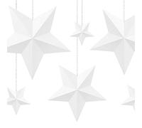 P&D 6 Etoiles à Suspendre 3D Blanches noël - Blanc - Taille Unique