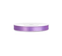 P&D Ruban de satin PartyDeco pour décoration de mariage, anniversaire et toutes occasions, 25 m x 6 mm, couleur lavande, 100% polyester, largeur 6 mm, longueur 25 mètres, 1 rouleau