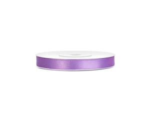 P&D Ruban de satin PartyDeco pour décoration de mariage, anniversaire et toutes occasions, 25 m x 6 mm, couleur lavande, 100% polyester, largeur 6 mm, longueur 25 mètres, 1 rouleau