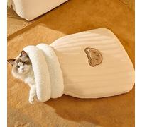 p-elo Sac pour chat, grand sac en peluche, lit chaud pour chat pour l'hiver, lit confortable pour chat, grotte à 360°, sac confortable pour animaux de compagnie jusqu'à 4,1 kg