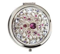 P.Emme Miroir miroir de sac ARGENTÉ à relief avec cristaux SWAROVSKI ELEMENTS - BOÎTE LUX