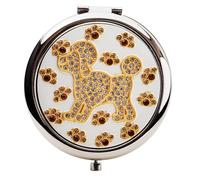 P.Emme Miroir miroir de sac argenté pour chien caniche avec cristaux Swarovski Elements - Trousse Lux