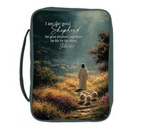 P. Graham Dunn Housse de bible en polyester avec poignée, 18,8 x 25,4 cm | Construction en polyester, fermeture éclair, poignée de transport, œuvre d'art de berger
