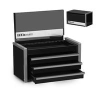 P.I.T. Mini boîte à Outils Noire Portable à 3 tiroirs en Acier avec Verrouillage par Languette magnétique, Micro Coffre Noir avec Doublure pour Le Rangement des Outils, Bricolage à Domicile