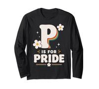 P is for Pride Lettre Arc-en-Ciel rétro Daisy Support LGBTQ Manche Longue