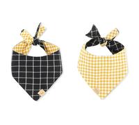 P.L.A.Y. Doggy Duo Bandana réversible à motif vichy et carreaux pour chiens de taille moyenne et grande - Convient pour un tour de cou jusqu'à 50,8 cm - Fabriqué en toile 100 % coton, facile à nouer