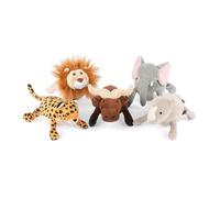 P.L.A.Y. Play Collection Big Five of Africa - Coffret Cadeau | Luxe Hondenspeelgoedset met Leeuw, Olifant, Neushoorn, Luipaard & Buffel | Zacht, Duurzaam & Kauwbaar | Perfect Cadeau voor Kleine