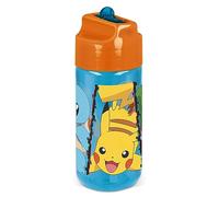 p:os 34251 - Gourde Pokémon pour Enfants, Bouteille d'eau avec Paille intégrée, contenance env. 430 ML, Anti-Fuite, pour l'école, Le Sport et Les Loisirs
