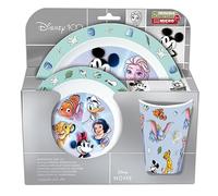 P:os Disney 35313 Service à petit-déjeuner 3 pièces avec assiette, bol à céréales et tasse, vaisselle en plastique pour enfant Passe au lave-vaisselle et au micro-ondes