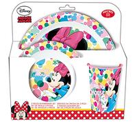 p:os Disney Minnie Mouse 33483088 Service de petit-déjeuner 3 pièces avec assiette, bol et gobelet, vaisselle pour enfant en plastique, passe au lave-vaisselle/micro-ondes