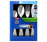 P:OS Handels P:os 29991 - Set de couverts avec empreinte Paw Patrol 4 pièces pour enfant en acier inoxydable lavable au lave-vaisselle composé d'un couteau, d'une grande et d'une petite cuillère
