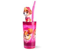 p:os Paw Patrol Gobelet avec couvercle et paille pour enfant, 360 ml, avec figurine Skye 3D, sans BPA et adapté aux boissons gazeuses, idée cadeau garçon
