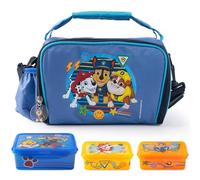 p:os Paw Patrol Sac isotherme pour enfant 1,7 l - Mini glacière avec 3 boîtes à goûter - Parfait pour les déplacements, la plage, la maternelle ou l'école, bleu