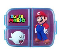 p:os Super Mario - Boîte à déjeuner pour Enfants avec 3 Compartiments - en Plastique avec Fermetures à Clip - pour la Maternelle, l'école et Les Loisirs - Multicolore