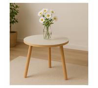 P&P Furniture Table basse ronde blanche Ø 50 cm Hauteur 46 cm - Table d'appoint moderne Pieds en bois Salon Chambre Style scandinave Petite table basse ronde moderne production UE