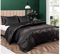 P Pothuiny Parure de lit 5 pièces en Satin avec Housse de Couette et 4 taies d'oreiller pour lit Double/Grand lit (sans Couette)