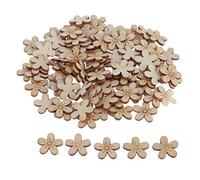 P Prettyia 100 Pcs [en Forme de Fleur] Mini Mixte de Petits Embellissements en Bois Minuscules - Formes de Scrapbooking pour Bouton de Décor D'artisanat