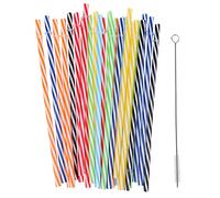 P Prettyia 25x Pailles de Rayures En Plastique Dur Réutilisables de Couleur Mélangée + 1x Cadeau de Fête à La Maison de Brosse