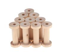 P Prettyia Lot de 10 bobines de Fil Naturel pour Machine à Coudre, Bois, A, 3,2 x 7 cm