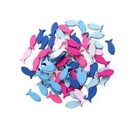 P Prettyia Lot de 50 décorations colorées en forme de poisson en bois pour loisirs créatifs, décorations colorées pour la maison
