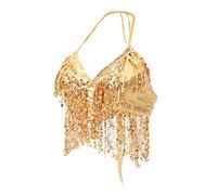 P Prettyia Soutien Gorge Haut Danse Orientale Femme Sexy Vêtement Danseuse Indienne - Doré, comme décrit
