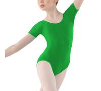 P&R Dance Wear LTD Justaucorps brillant à manches courtes pour fille Taille enfant - Merveilleux cadeau de Noël ou d'anniversaire - Coupe confortable - Tenue de performance, Vert, 7-8