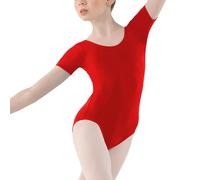 P&R Dance Wear LTD Justaucorps brillant à manches courtes pour fille Taille enfant - Merveilleux cadeau de Noël ou d'anniversaire - Coupe confortable - Tenue de performance, Rouge, 7-8