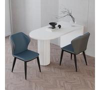 P.S. GLOBAL COMPANY Lot de 2 Chaises de Salle à Manger Milano, Similicuir Bleu-Gris, Design Ergonomique avec Dossier Courbé, Pieds Noirs, Style Moderne, pour Salon et Bureau