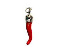 P.S. I Love Italy Pendentif Corne Rouge Italienne - Pendentif Argent Cornicello Porte Bonheur, Argent, Pas de gemme