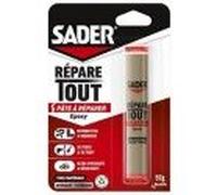 Sader Répare Tout - Pâte à Réparer Epoxy - Tous Matériaux - Intérieur/Extérieur - Couleur : Gris - 1 Tube 57 g 30621068