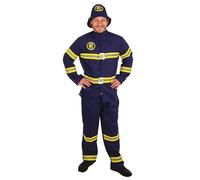 P’TIT CLOWN - 21096 - Déguisement Pompier - Costume pour Adulte - Parfait pour Carnaval, Fêtes Costumées et Évènements à Thème - Confortable et Réaliste - Polyester - Bleu - Taille S/M
