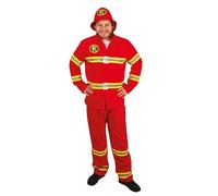 P’TIT CLOWN - 21098 - Déguisement Pompier - Costume pour Adulte - Parfait pour Carnaval, Fêtes Costumées et Évènements à Thème - Confortable et Réaliste - Polyester - Rouge - Taille S/M