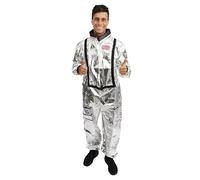 P’TIT CLOWN - 21106 - Déguisement Astronaute Homme - Costume pour Adulte - Parfait pour Carnaval, Fêtes Costumées et Évènements à Thème - Confortable et Réaliste - Polyester - Gris - Taille S/M
