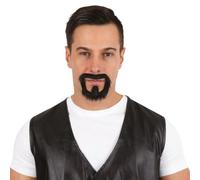 P’TIT Clown - 22703 - Moustache de Déguisement Biker - Fausse Moustache Adhésive - Facile à Coller - Accessoire Costume Carnaval, Halloween, Cosplay, Film, Spectacle, Fêtes Costumées - Noir