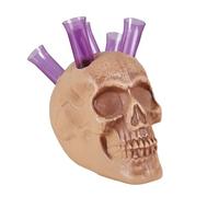 P’TIT Clown - 23585 - Crâne avec 5 Shooters Porte-Tubes à Essai - Tête de Mort Décoratif - Accessoire de Bar Halloween, Décoration Fête Horreur, Soirée à Thème, Dégustation Effrayante - Plastique