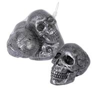 4 crânes métallisés décoratifs 12cm gris - générique 23627