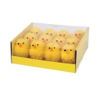 P’TIT Clown - 23841 - Mini Poussins de Pâques - Lot de 12 - Accessoires Décoration Paques, Fête, Jardin, Centre de Table - Présentroir 10x9x4 cm - Poussins 4x4 x 4 cm - Jaune