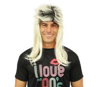 P’TIT CLOWN - 23994 - Perruque Mulet Années 80 - Perruque Rock - Accessoire Déguisement Carnaval, Halloween, Cosplay, Soirée Déguisée - Cheveux Synthétiques - Blond