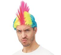 P’TIT Clown - 24474 - Perruque Punk Multicolore Fluo - Mohawk, Iroquois, Accessoire de Déguisement Rétro - Années 80 - pour Carnaval, Halloween, Cosplay - Cheveux Synthétiques
